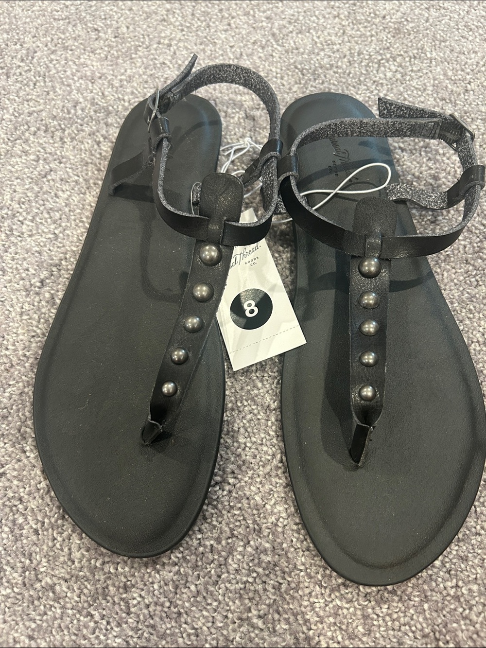 Universal Thread Black Studded T-Strap Sandals